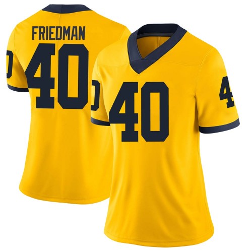 Jake Friedman Michigan Wolverines Women's NCAA #40 Maize Limited Brand Jordan College Stitched Football Jersey DFM1654EE